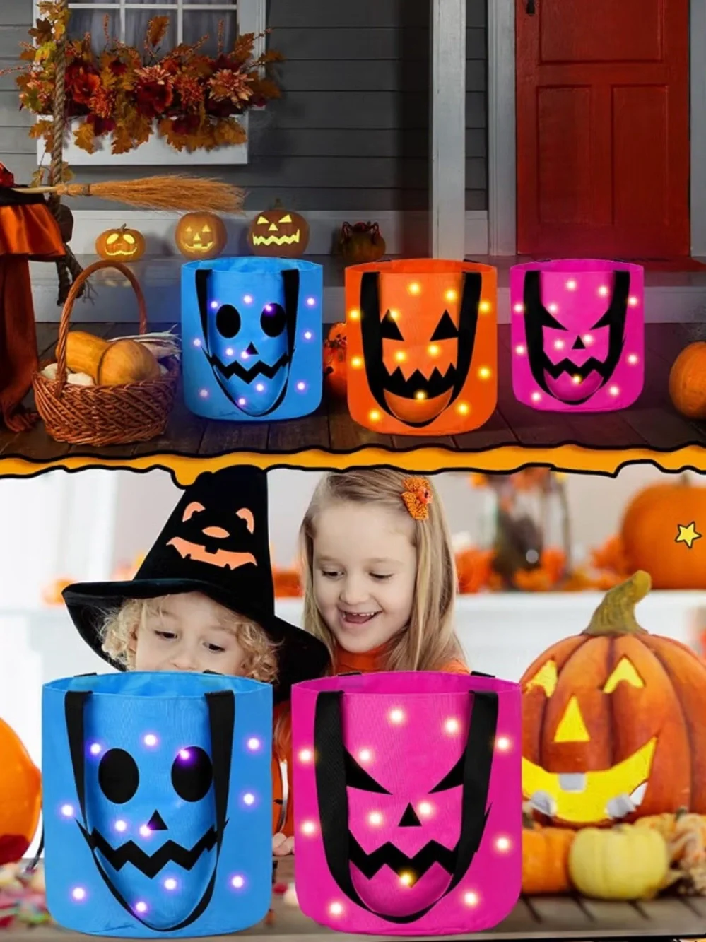 LED Halloween Trick or Treat Bags Light up-Choice